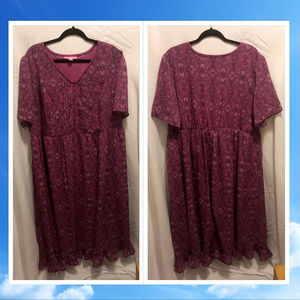 Long Purple Floral Maxi Dress 24W Woman Within